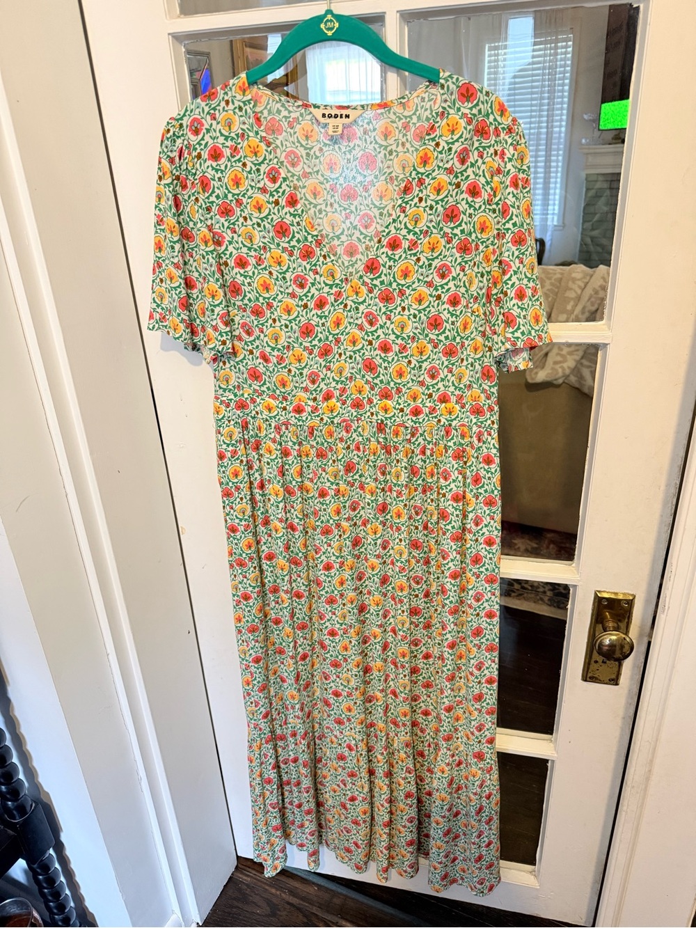 Boden Floral Maxi Dress in Green